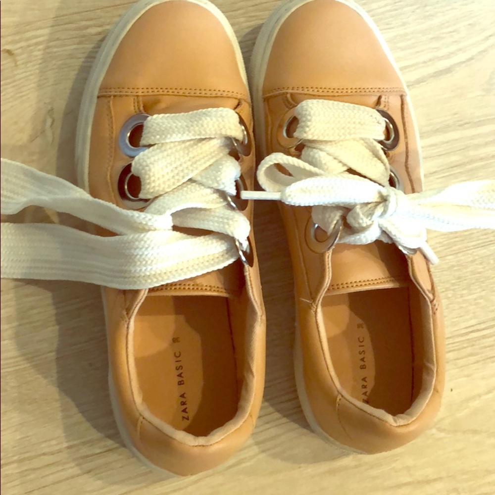 Pink pleather Zara tennis shoes